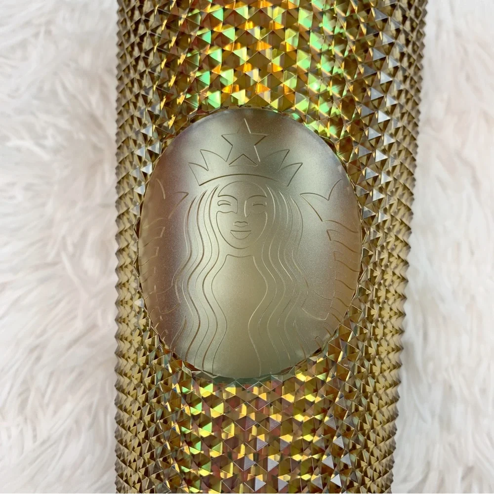 Walt Disney World 50th Anniversary Geometric Starbucks studded Tumbler Gold 24oz